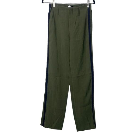 ZARA Trafaluc Relaxed Side Strip Leg Trouser Pants Ankle Zip Up XS Olive Green - Picture 14 of 16